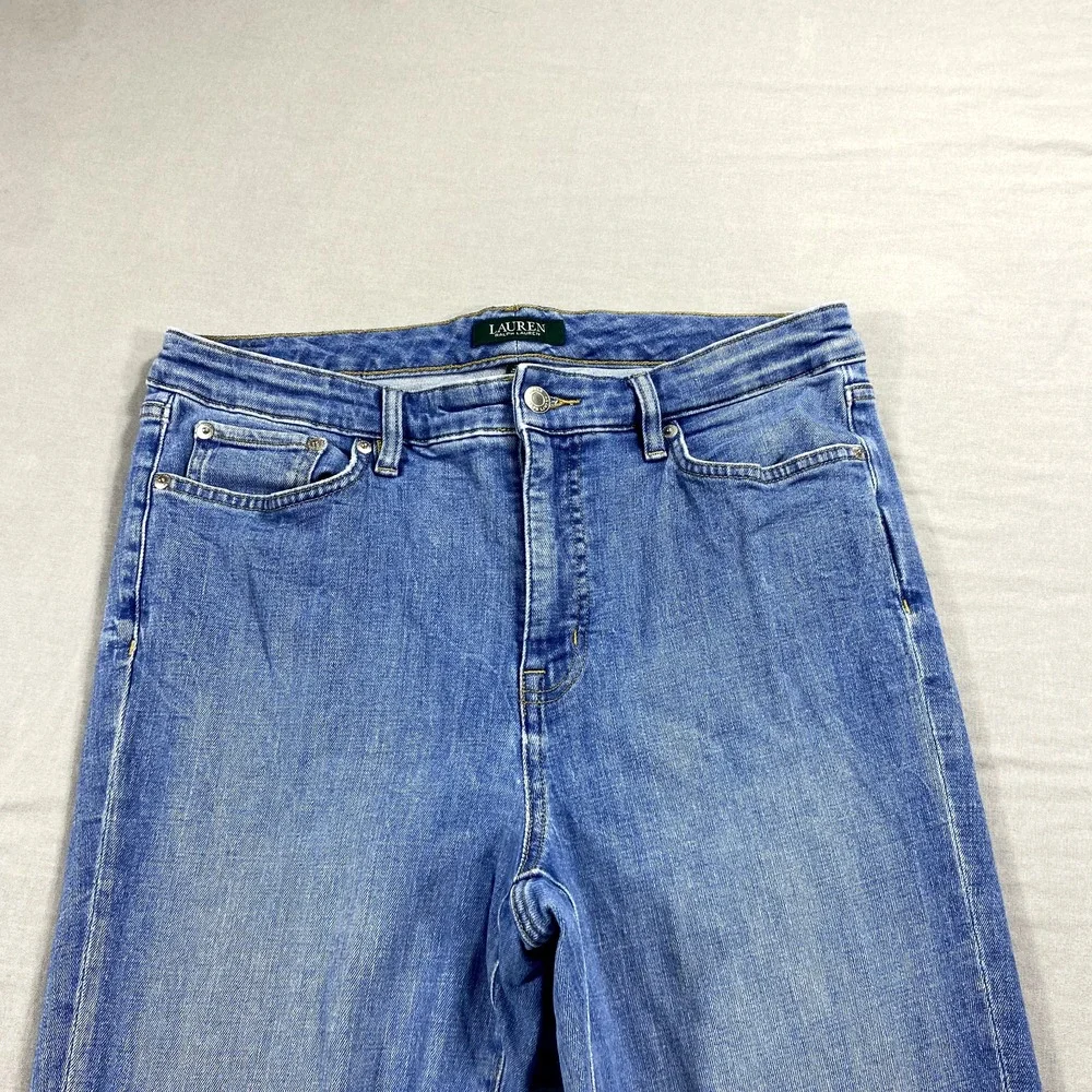 Lauren Ralph Lauren LRL Jeans Womens 12P Blue Denim Crop Straight High‎ Rise